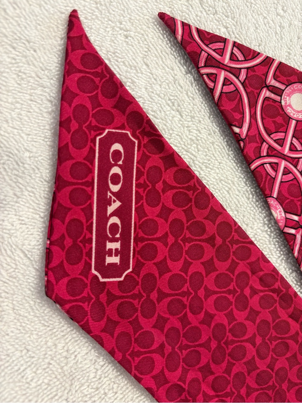 Coach Hot Pink Signature Silk Skinny Scarf